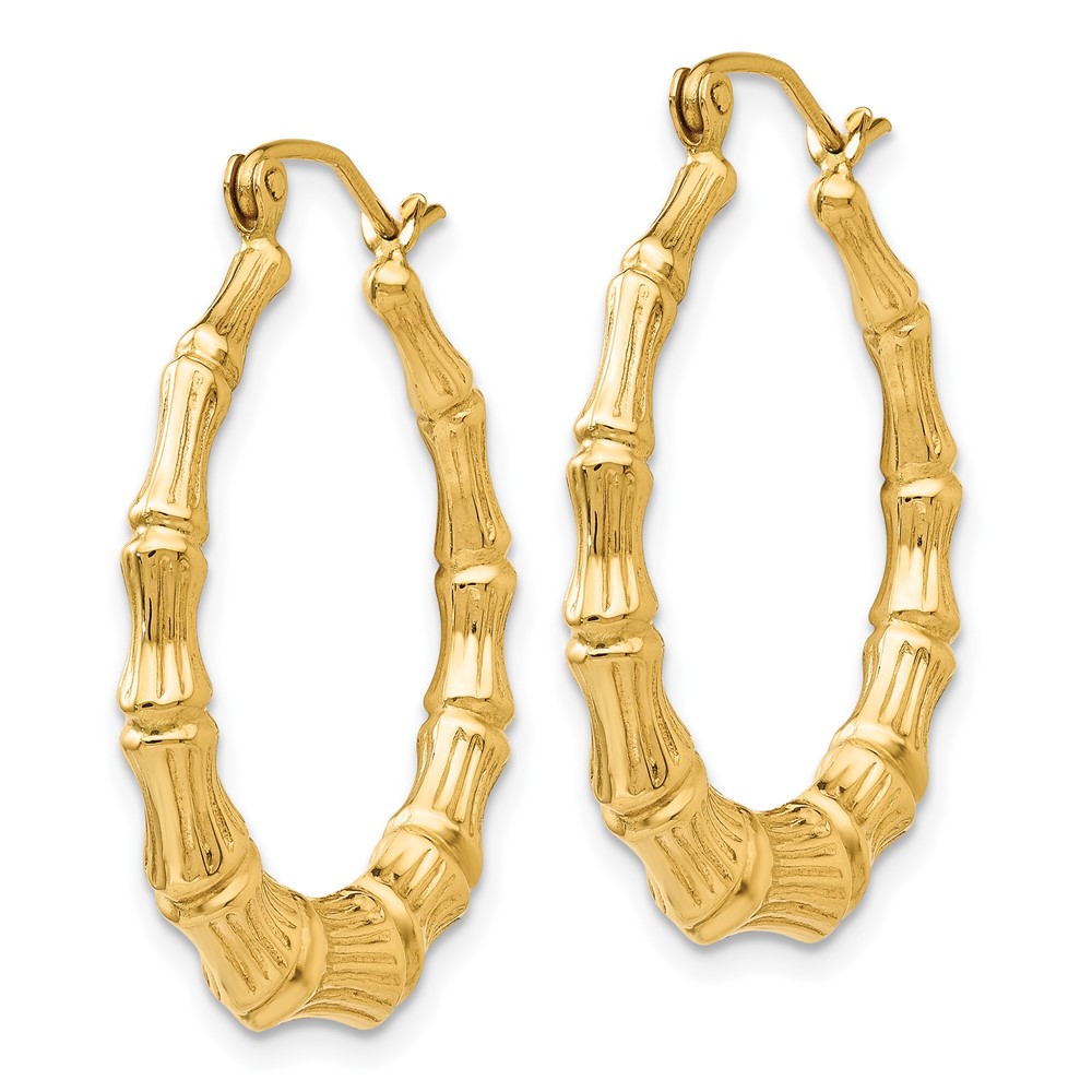 14k Polished Bamboo Hoop Earrings (S1515)