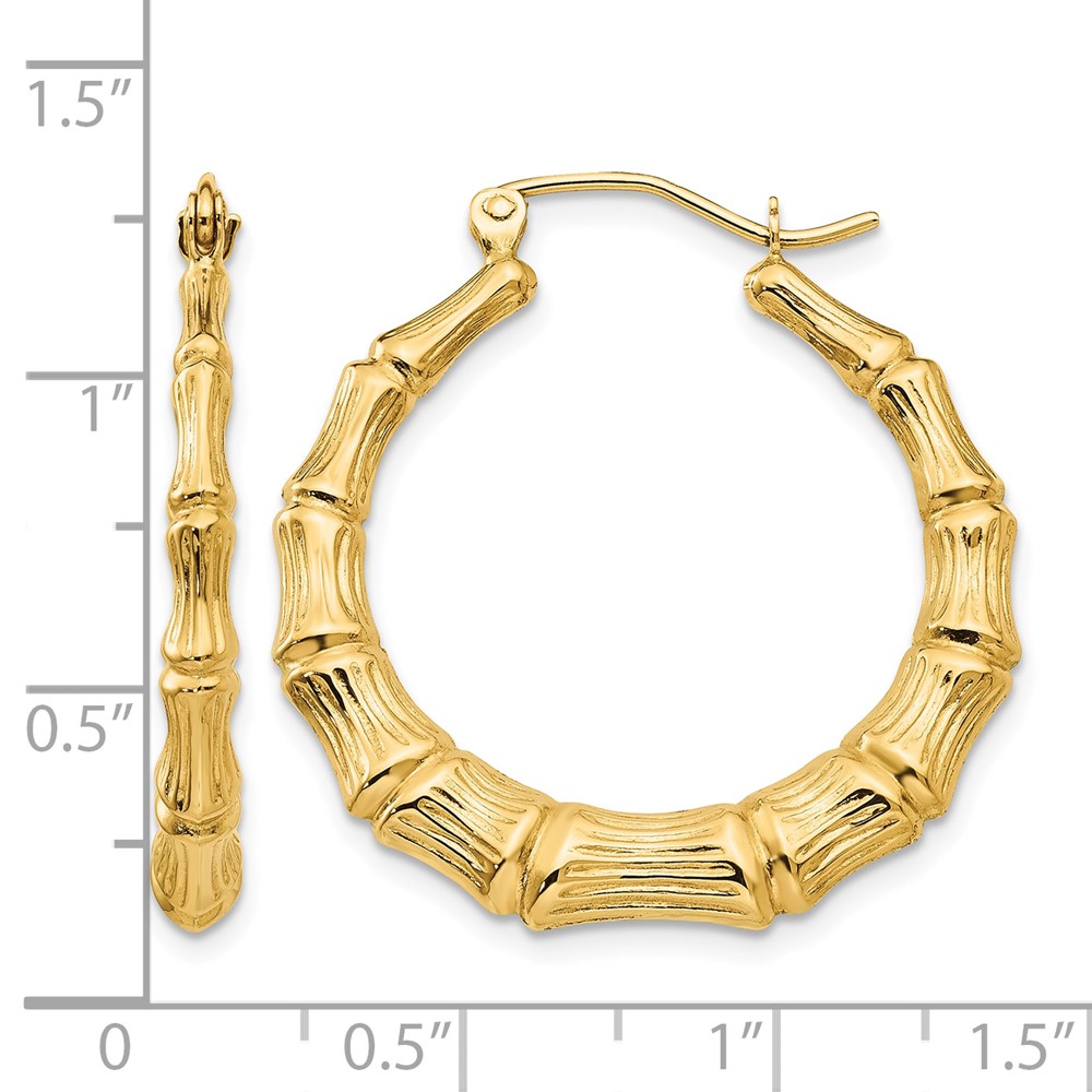 14k Polished Bamboo Hoop Earrings (S1515)