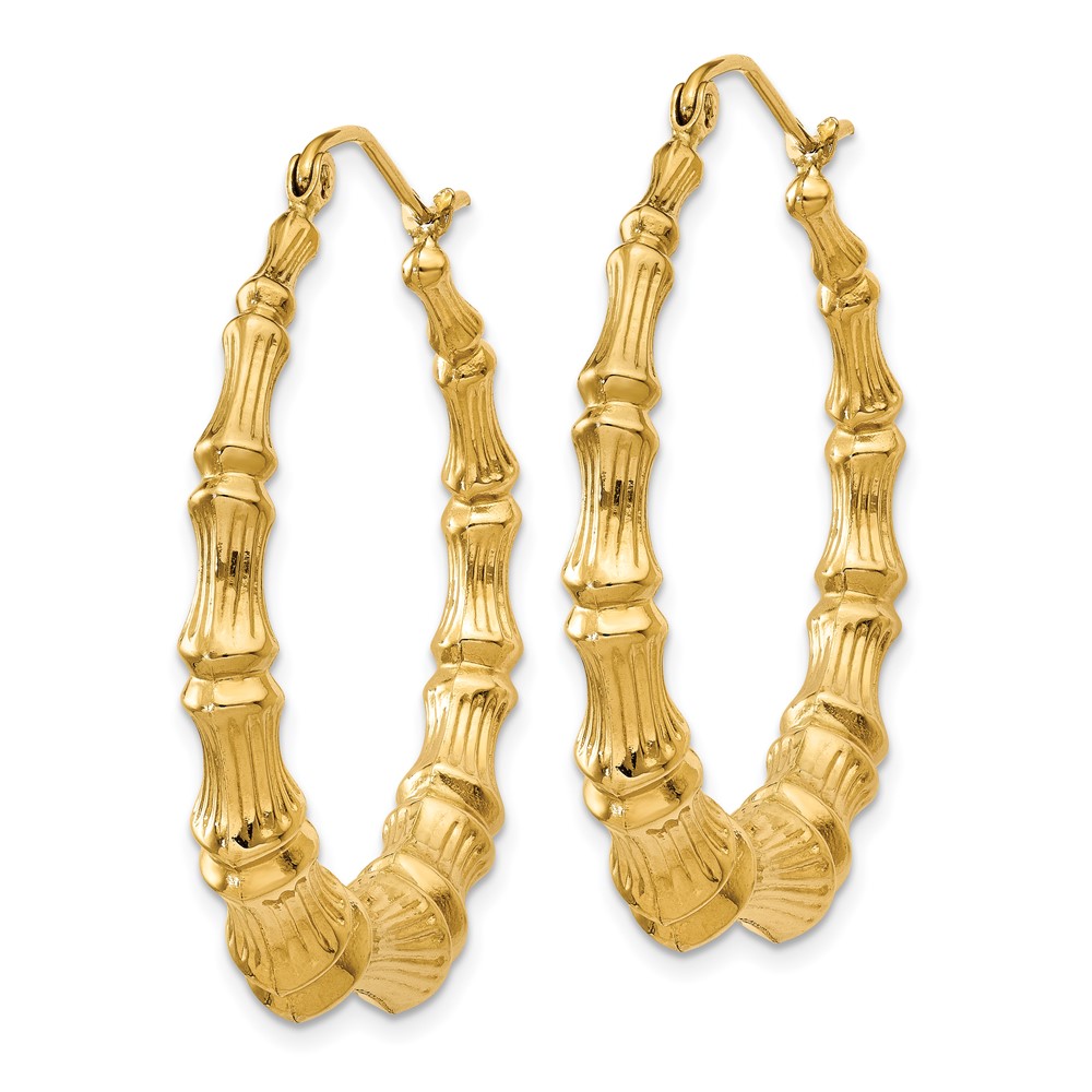 14k Polished Bamboo Hoop Earrings (S1516)