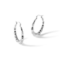 14K White Gold Polished Bamboo Hoop Earrings view 5