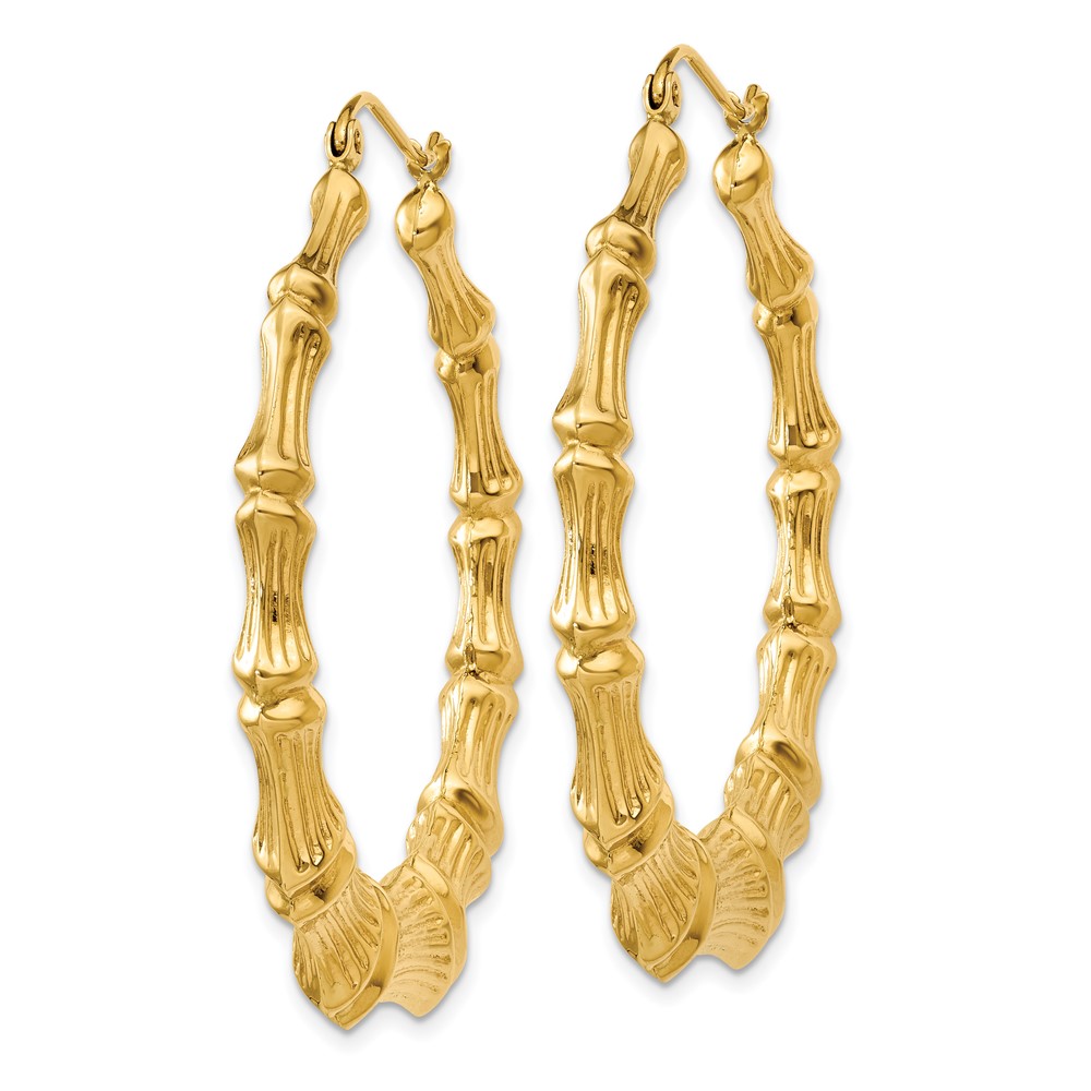 14k Polished Bamboo Hoop Earrings (S1517)