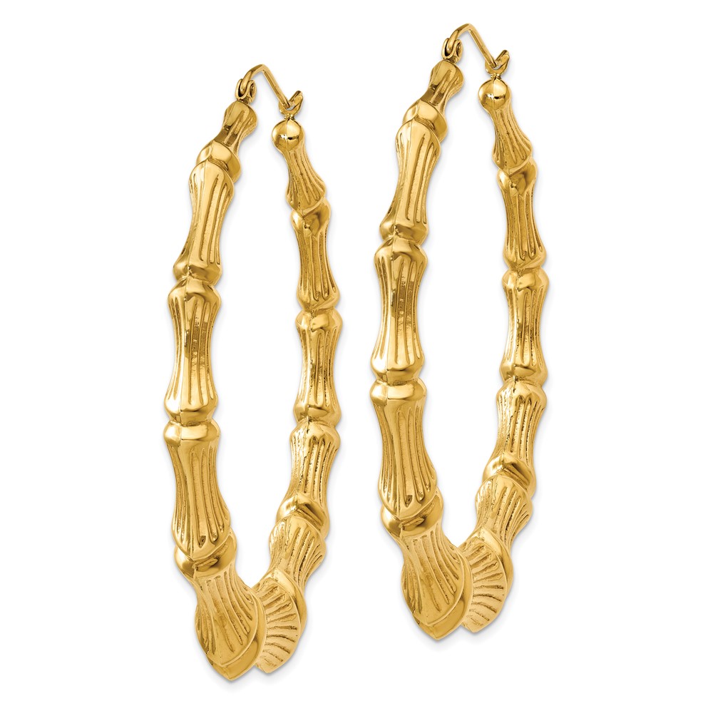 14k Polished Bamboo Hoop Earrings (S1518)