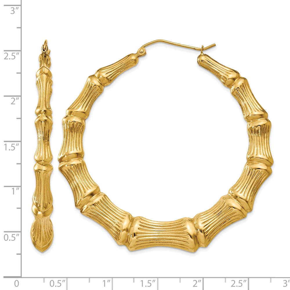 14k Polished Bamboo Hoop Earrings (S1518)