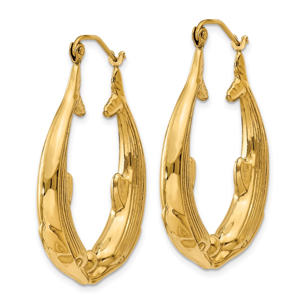 14k Polished Dolphin Hoop Earrings (S1520)