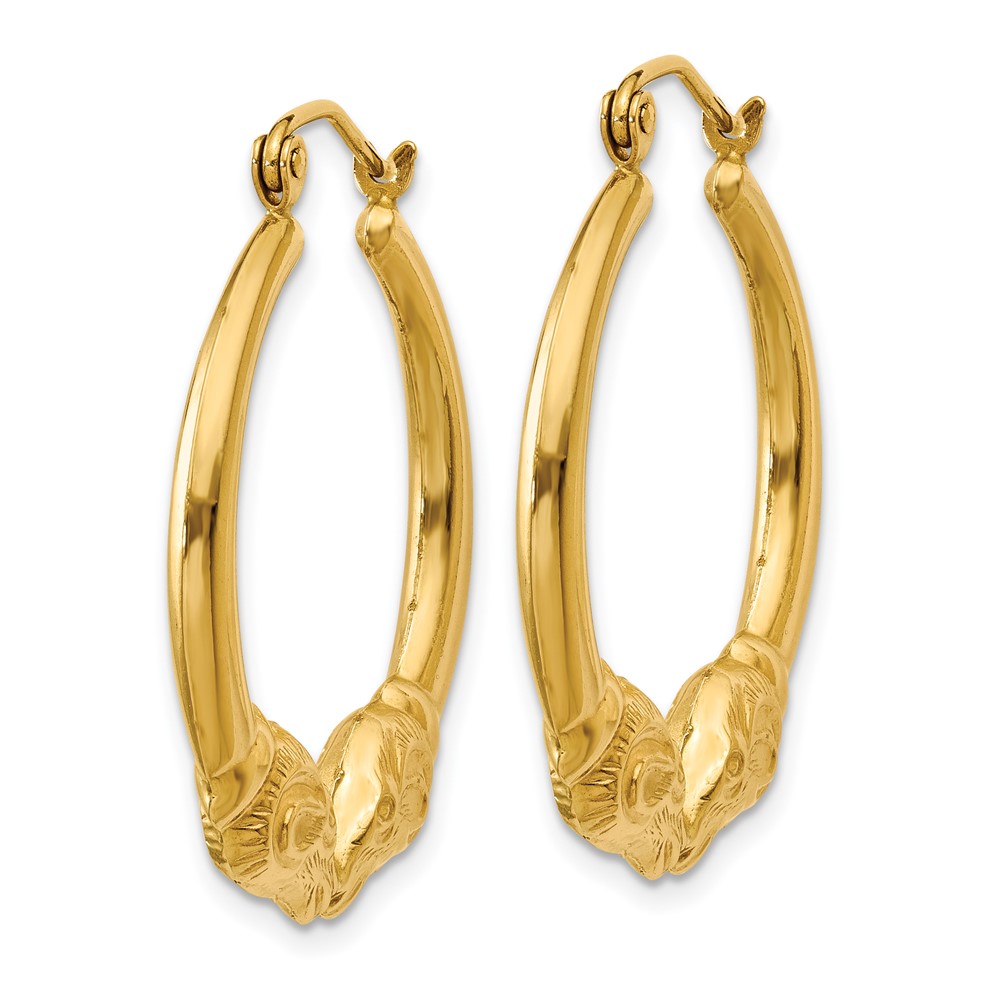 14k Polished Ram Hoop Earrings (S1521)