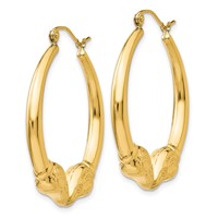 14K Yellow Gold Polished Ram Hoop Earrings view 2