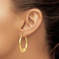 14K Yellow Gold Polished Ram Hoop Earrings view 3