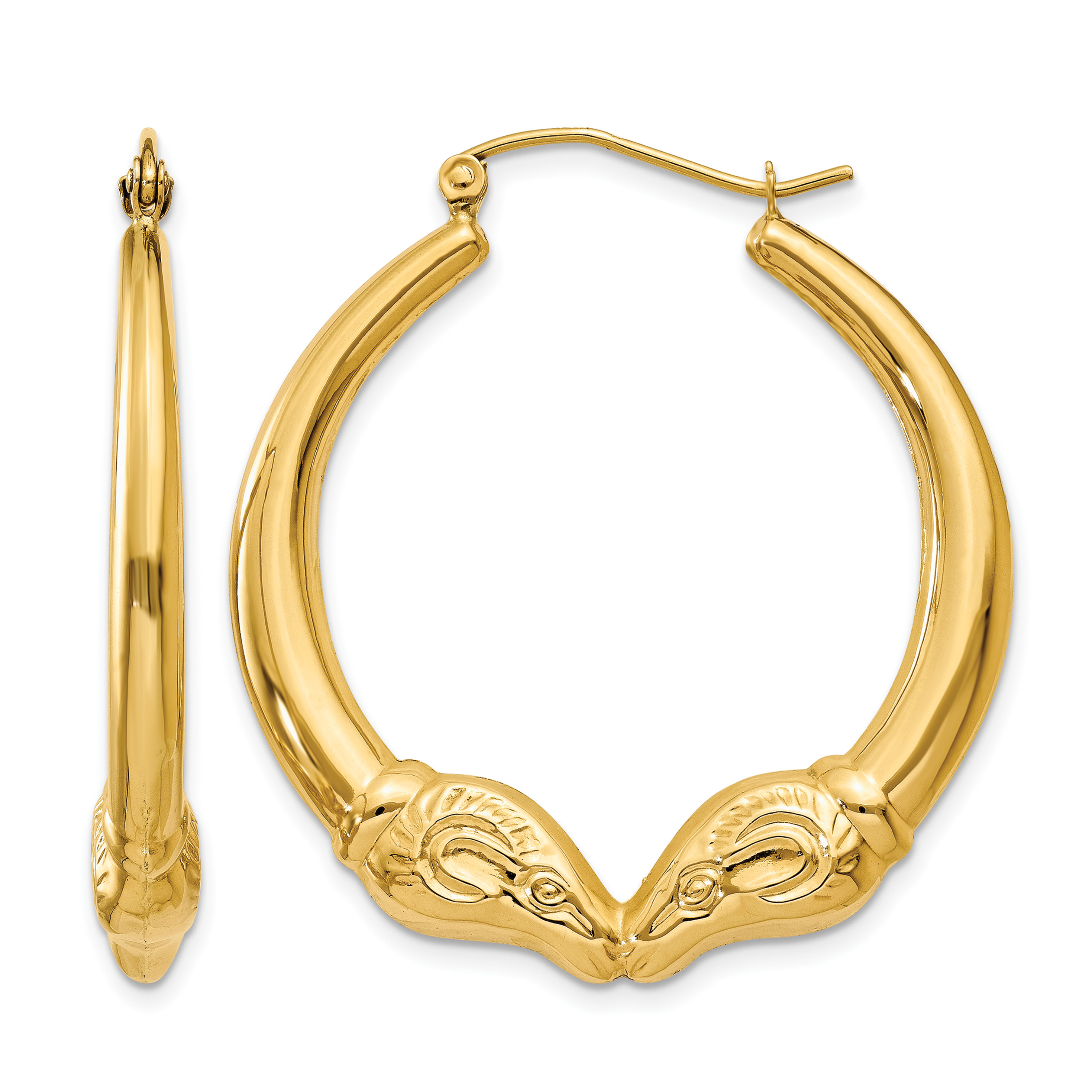 14k Polished Ram Hoop Earrings (S1522)
