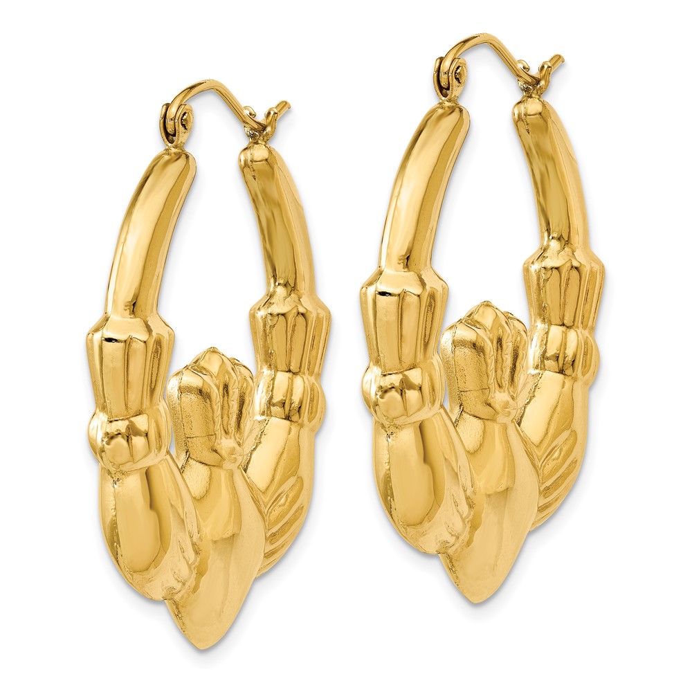 14k Polished Claddagh Hoop Earrings (S1523)