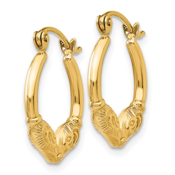 Gold Rams Head Hoop Earrings