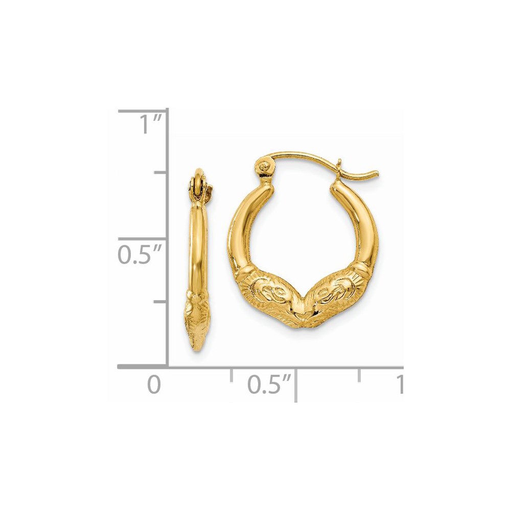14k 14kt Yellow Gold Ram Head Hoop Earrings 10 mm X 3 mm | eBay