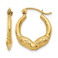 14K Ram Head Hoop Earrings view 1