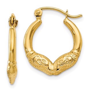 Gold Rams Head Hoop Earrings