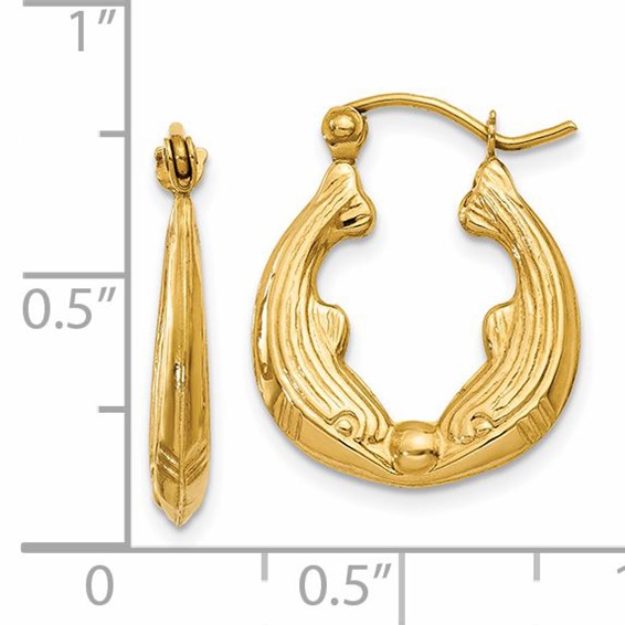 Gold Dolphin Hoop Earrings