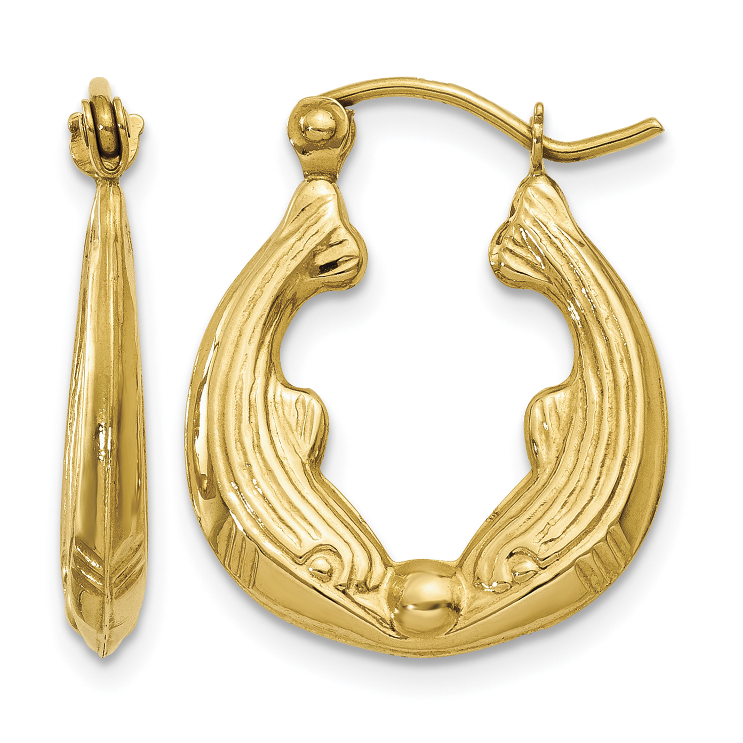 14k Dolphin Hoop Earrings (S814)