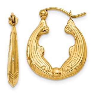 Gold Dolphin Hoop Earrings