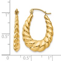 14K Yellow Gold Polished Twisted Hollow Hoop Earrings view 4
