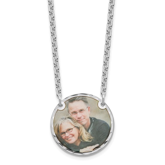 Picture Jewelry Disc Necklace Diamond Cut                        