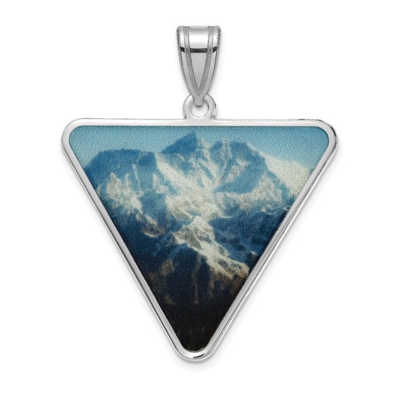 Sterling Silver/Rhodium-plated Triangle Picture Jewelry Pendant
