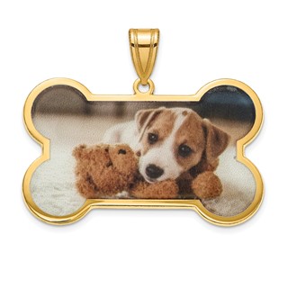 Sterling Silver/Gold-plated Dog Bone Picture Jewelry Pendant