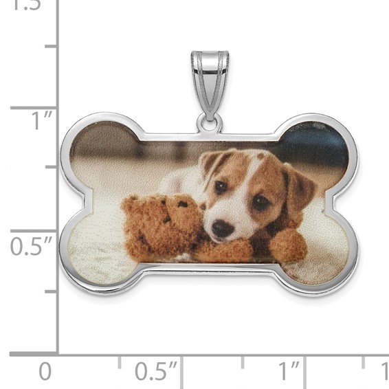 Sterling Silver/Rhodium-plated Dog Bone Picture Jewelry Pendant