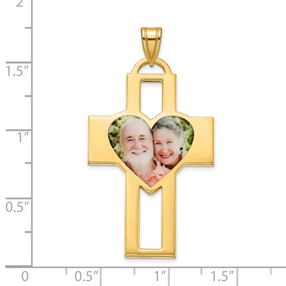 Sterling Silver/Gold-plated Cross Picture Jewelry Pendant