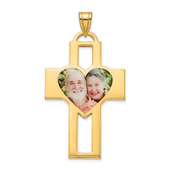 Sterling Silver/Gold-plated Cross Picture Jewelry Pendant
