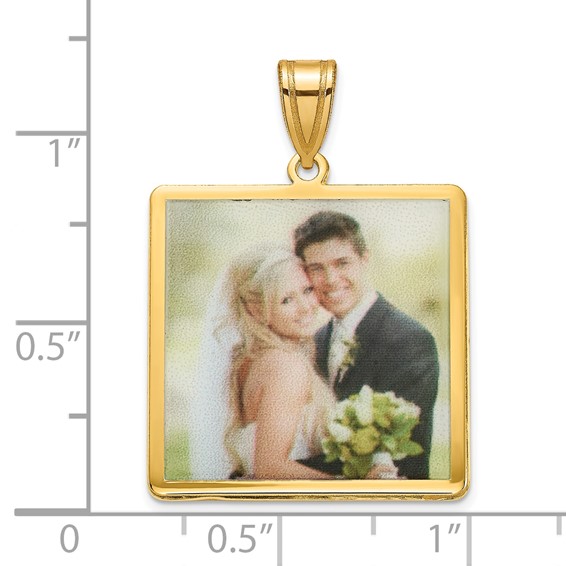 Sterling Silver/Gold-plated Square Picture Jewelry Pendant