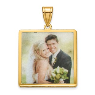 Sterling Silver/Gold-plated Square Picture Jewelry Pendant
