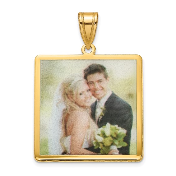 Sterling Silver/Gold-plated Square Picture Jewelry Pendant