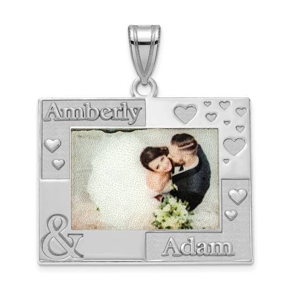 Sterling Silver/Rhodium-plated Personalized Picture Pendant