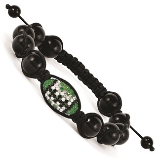 Crystal Football & Onyx Macrame Bracelet