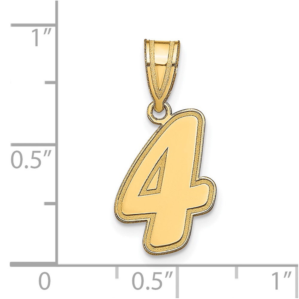 14k Brushed Border Script Number 4 Pendant (SCN04)