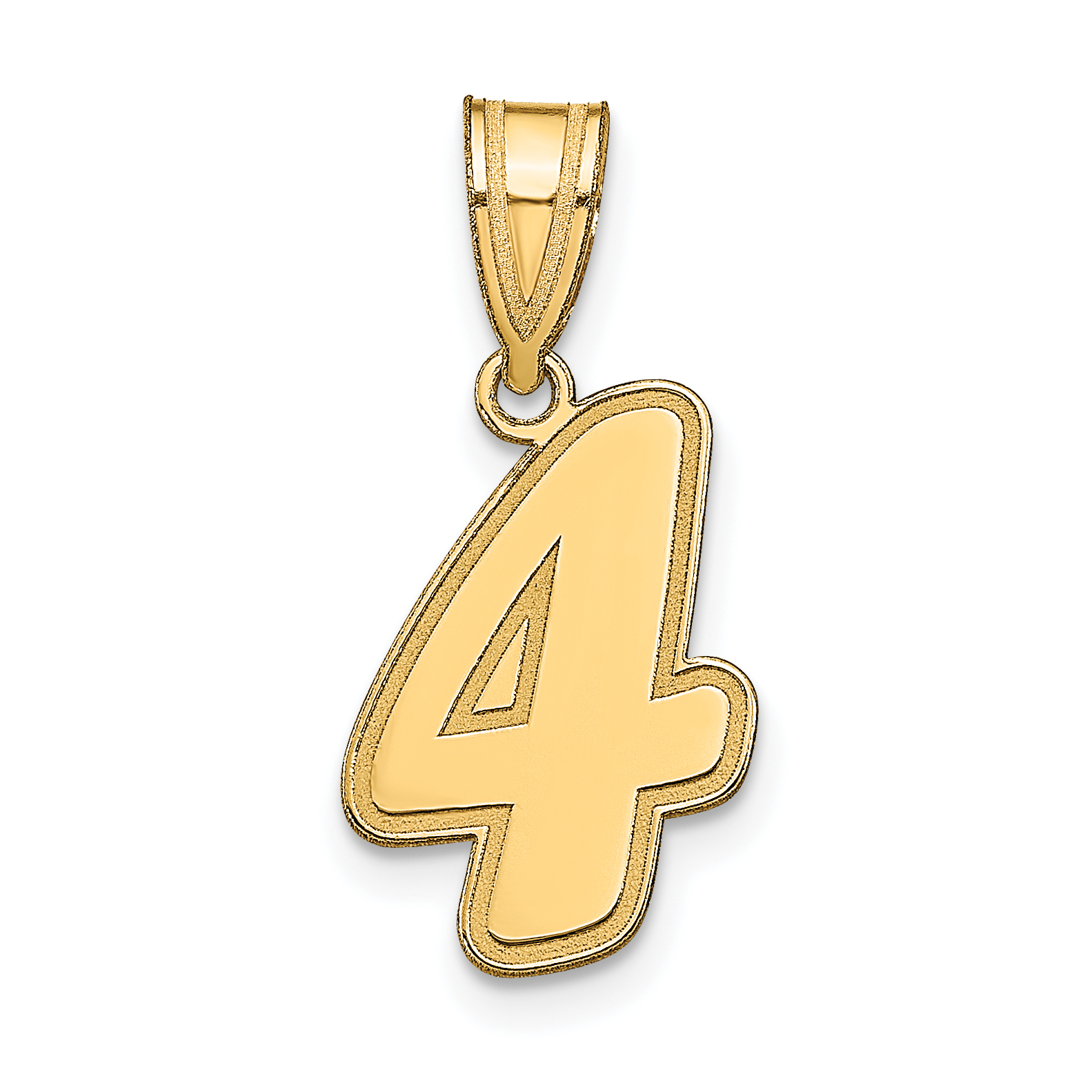 14k Brushed Border Script Number 4 Pendant (SCN04)