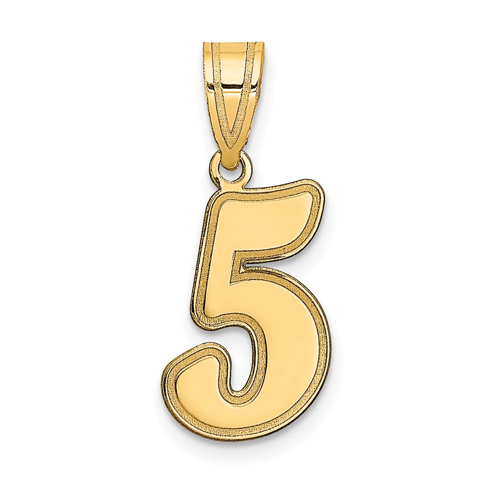 14K Yellow Gold Polished Script Number 5 Pendant | eBay