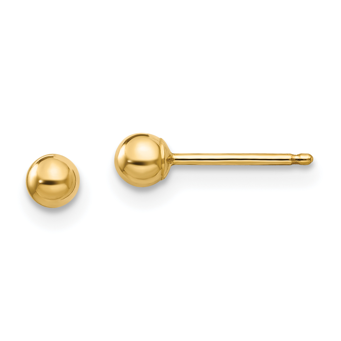 14k Madi K Polished 3mm Ball Post Earrings (SE100)