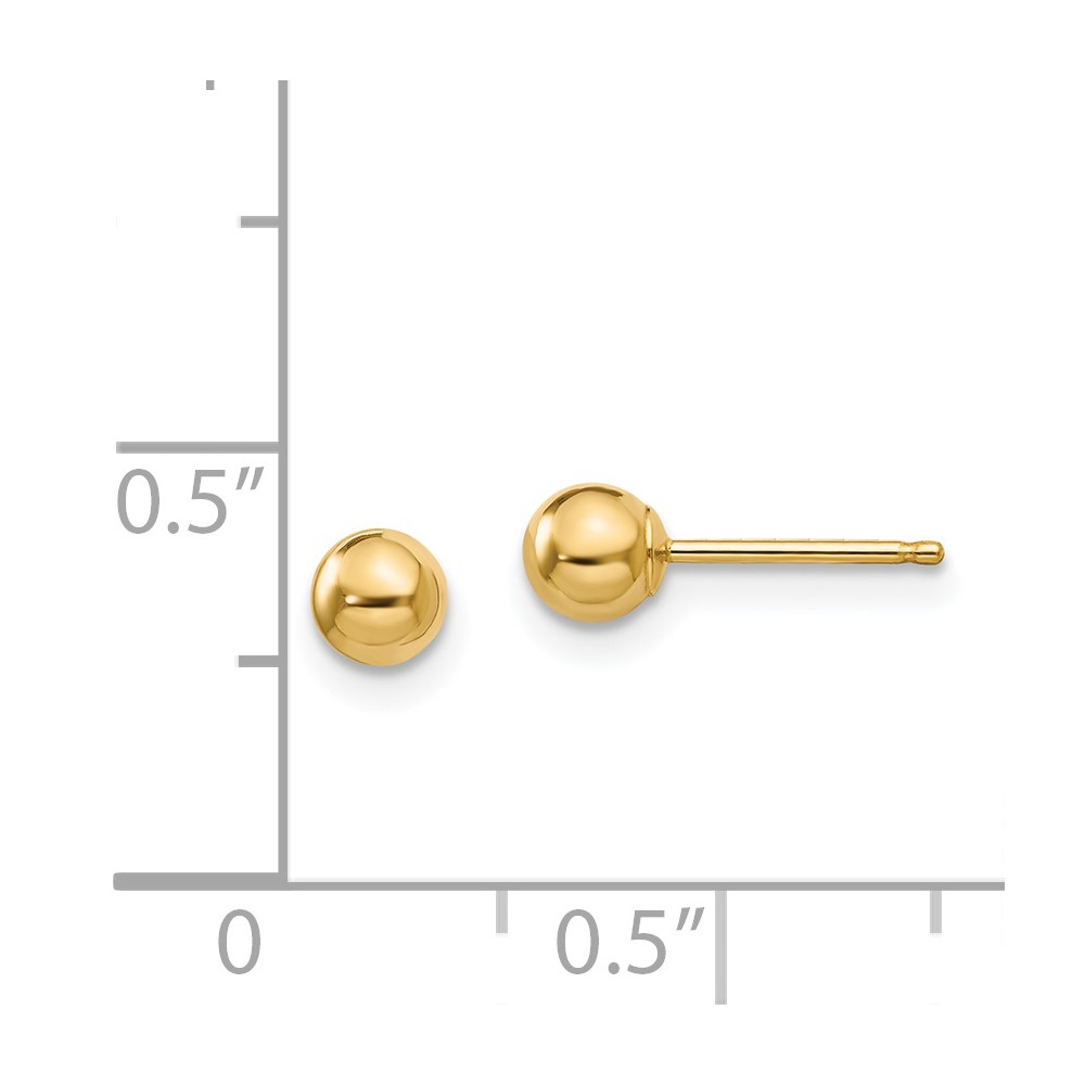 14k Madi K Polished 4mm Ball Post Earrings (SE101)
