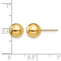 14K Yellow Gold Madi K Polished 7mm Ball Post Earrings view 4