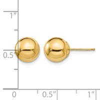 14K Yellow Gold Madi K Polished 8mm Ball Post Earrings view 4