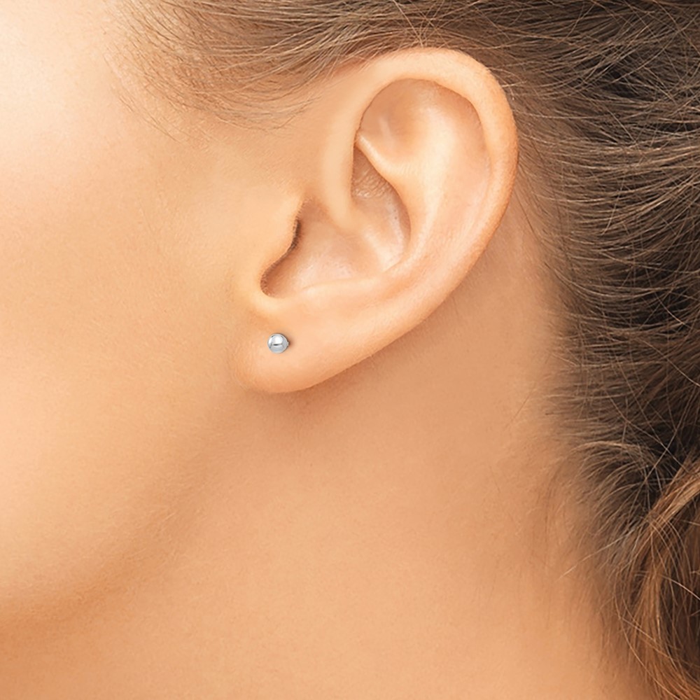 14k White Gold Madi K Polished 3mm Ball Post Earrings (SE106)