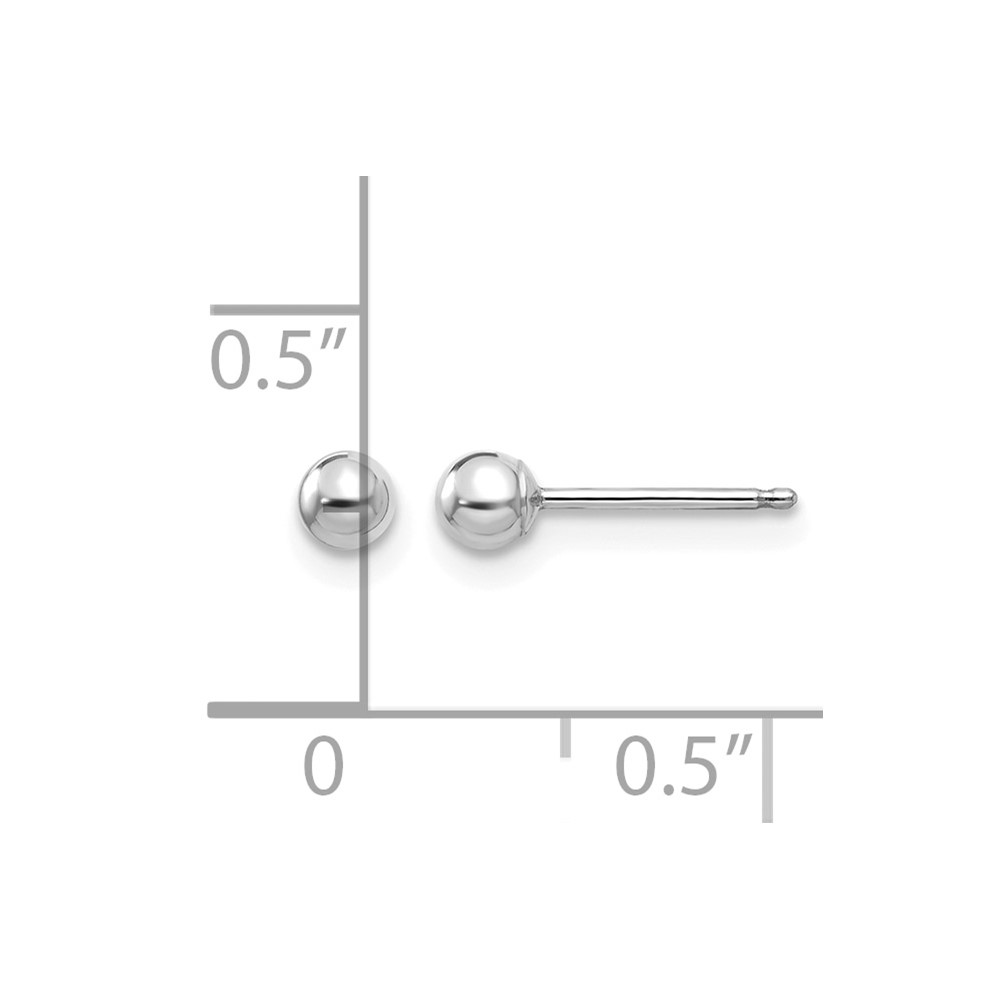14k White Gold Madi K Polished 3mm Ball Post Earrings (SE106)