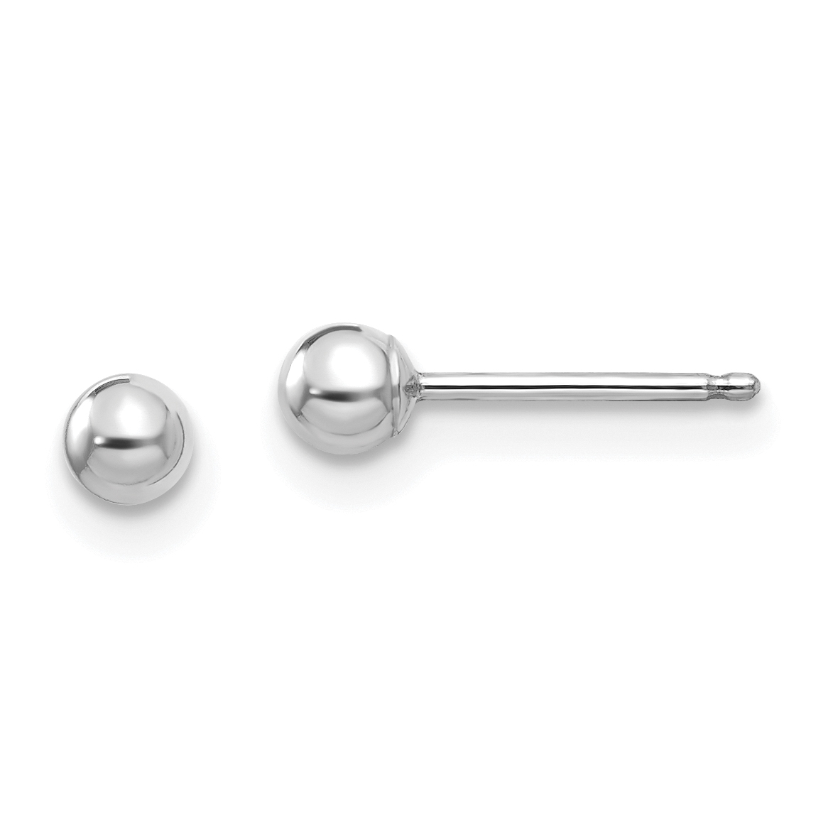 14k White Gold Madi K Polished 3mm Ball Post Earrings (SE106)