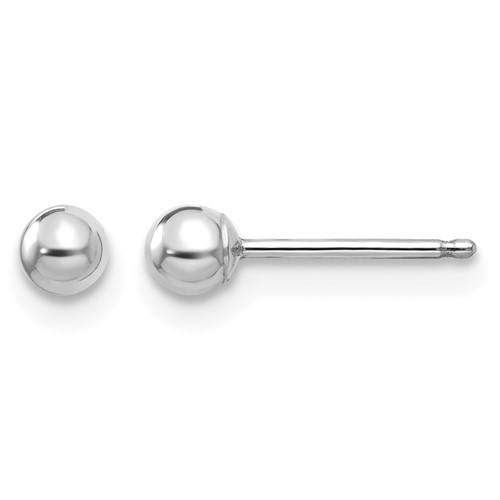 14K White Gold Madi K Polished 3mm Ball Post Earrings