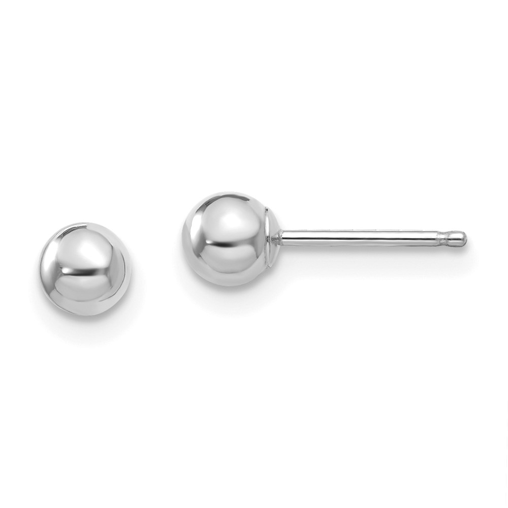 14k White Gold Madi K Polished 4mm Ball Post Earrings (SE107)