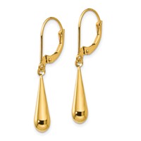 14K Yellow Gold Madi K Teardrop Dangle Leverback Earrings view 2