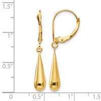 14K Yellow Gold Madi K Teardrop Dangle Leverback Earrings view 4