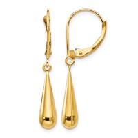 14K Yellow Gold Madi K Teardrop Dangle Leverback Earrings view 1