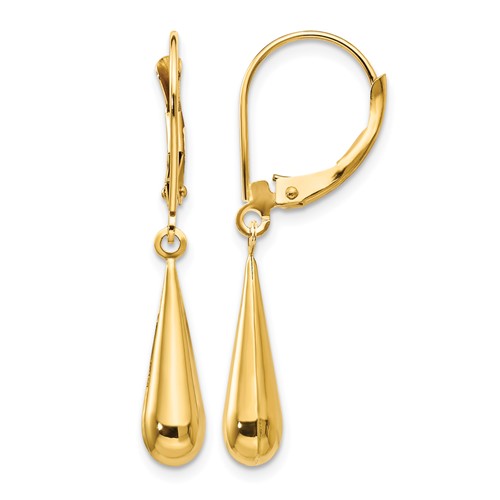 14K Yellow Gold Madi K Teardrop Dangle Leverback Earrings