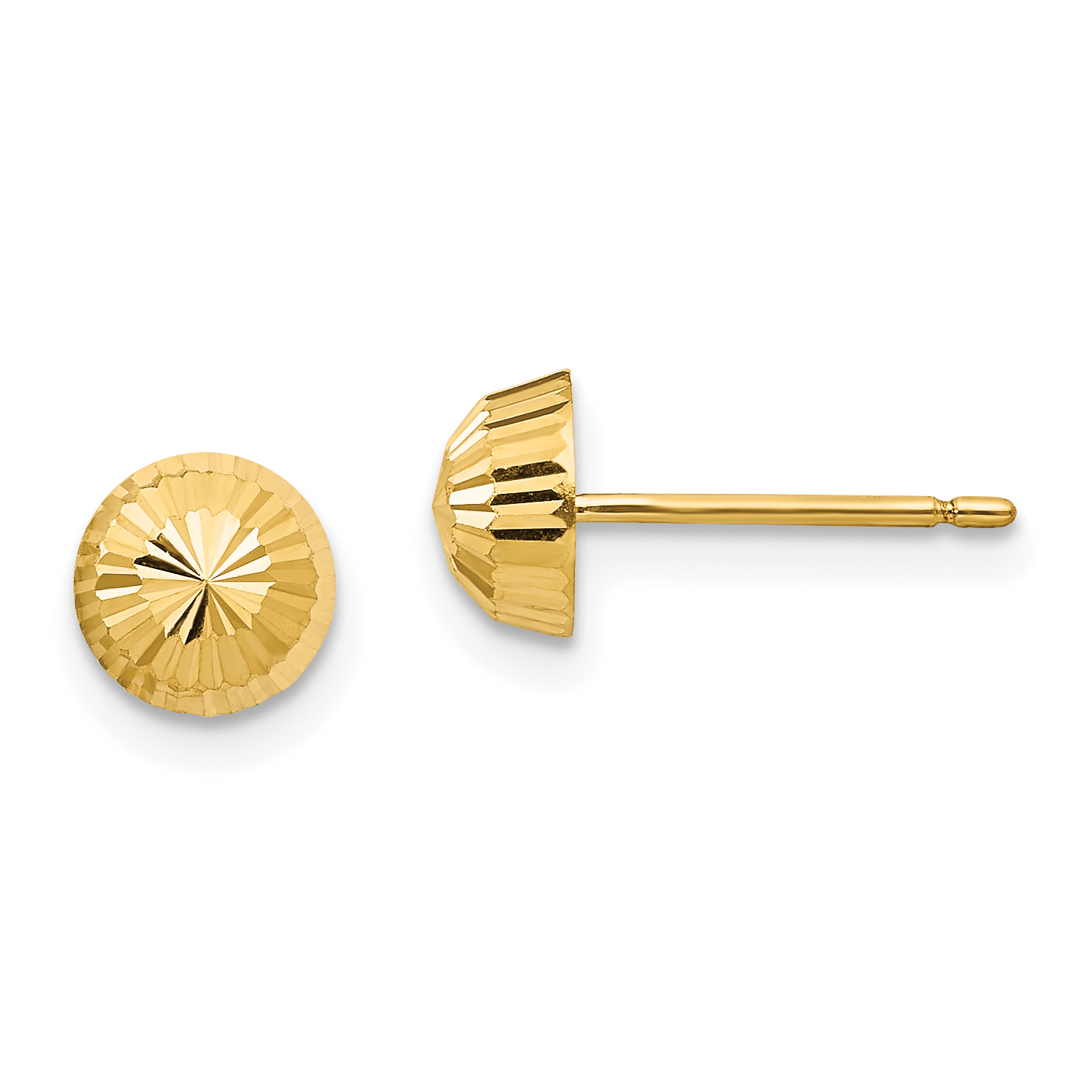 14k Madi K Polished & D/C Swirl 5mm Button Post Earrings (SE118)