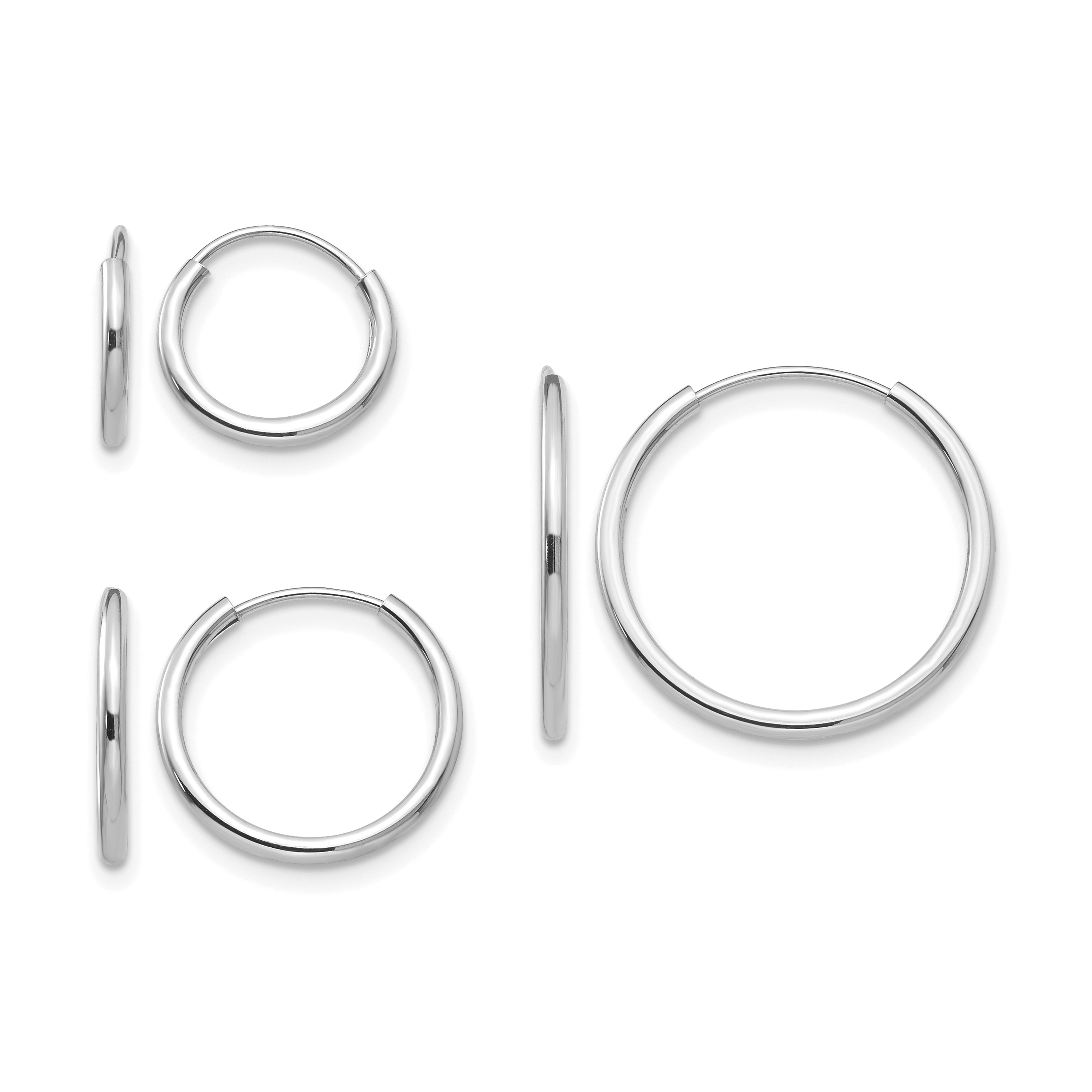 14k White Gold Madi K Endless Hoop 3 Pair Earring Set (SE1292)